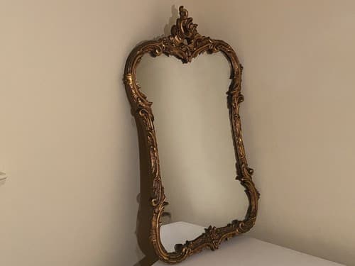 Antique Ornate Baroque French Style Gold Giltwood Carved Wood Mirror Late 19th c