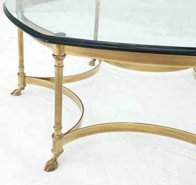 Vintage Labarge Brass  Hollywood Regency Hexagonal Coffee Table Glass - Thumbnail 7