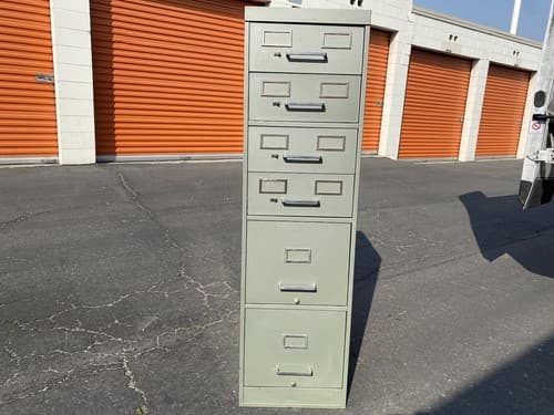Vintage AllSteel Equipment Green Metal Industrial File Cabinet