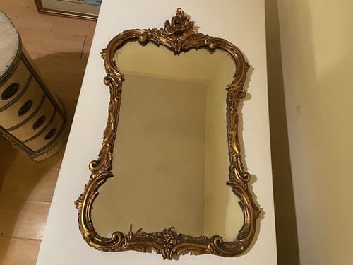 Antique Ornate Baroque French Style Gold Giltwood Carved Wood Mirror Late 19th c - Thumbnail 9