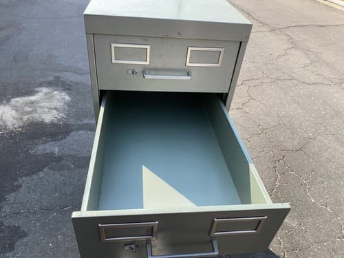 Vintage AllSteel Equipment Green Metal Industrial File Cabinet - Thumbnail 2