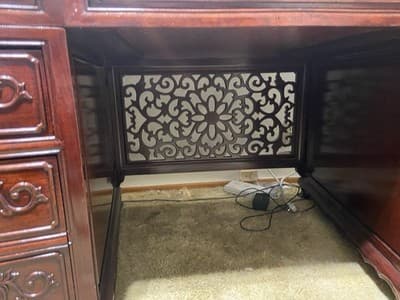 Vintage Mid Century Modern Oriental Rosewood Executive Desk - Thumbnail 5