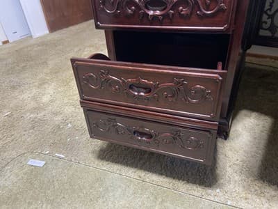 Vintage Mid Century Modern Oriental Rosewood Executive Desk - Thumbnail 4