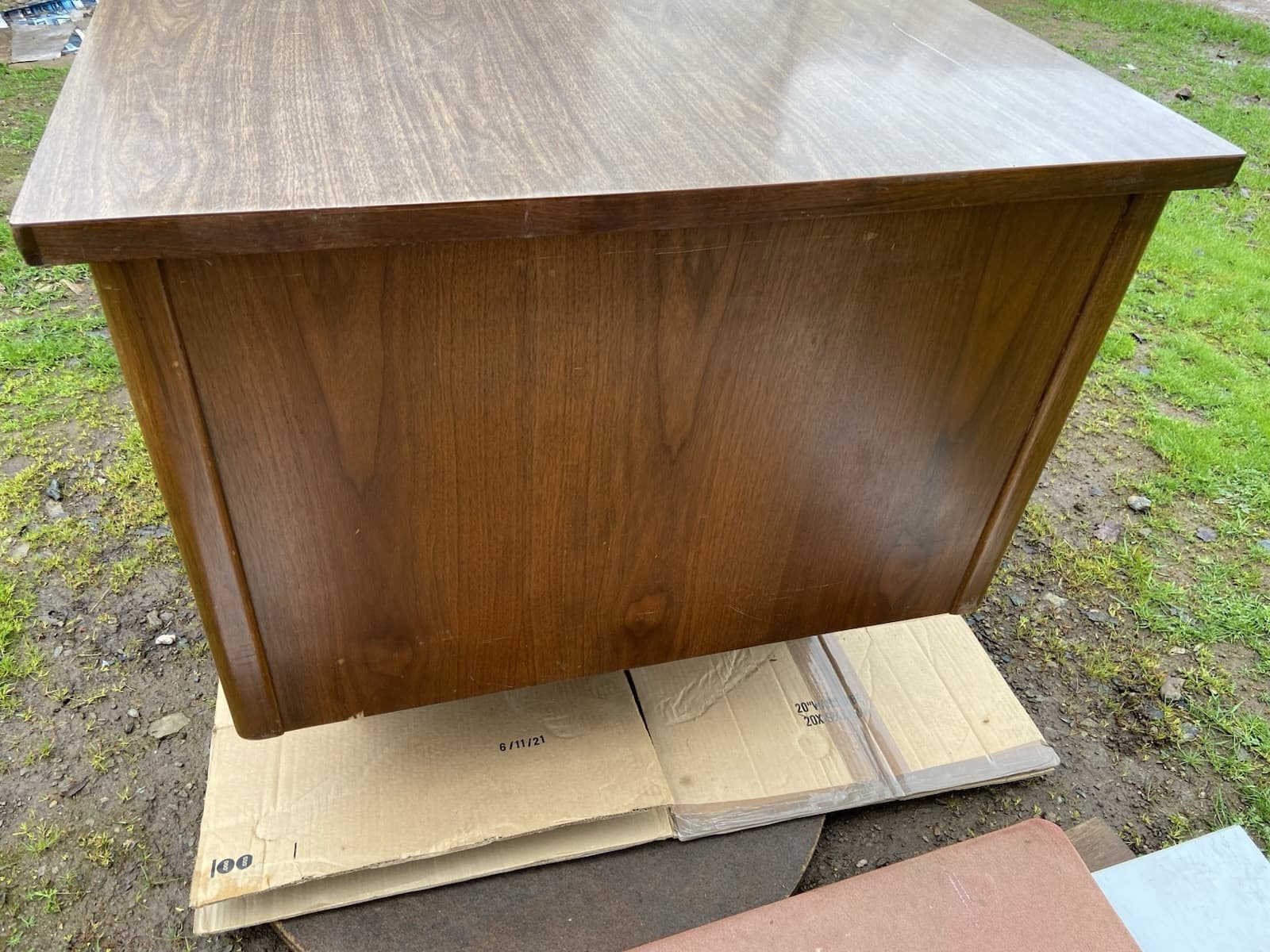 Vintage Mid Century Modern Wooden Tanker Desk - Thumbnail 8