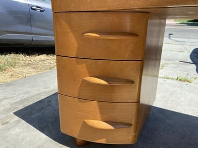 Mid Century Modern Desk Solid Maple Wood Heywood Wakefield Needs Restoration - Thumbnail 6