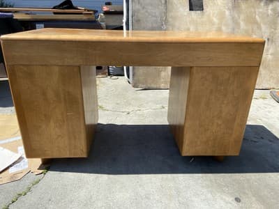 Mid Century Modern Desk Solid Maple Wood Heywood Wakefield Needs Restoration - Thumbnail 9
