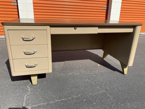 Cole Steel Vintage Industrial, Metal Tanker Desk Mid-Century Modern Work Bench