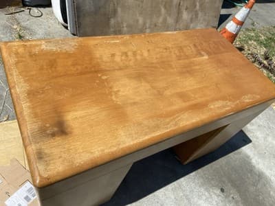 Mid Century Modern Desk Solid Maple Wood Heywood Wakefield Needs Restoration - Thumbnail 8