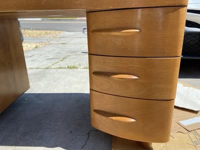 Mid Century Modern Desk Solid Maple Wood Heywood Wakefield Needs Restoration - Thumbnail 7
