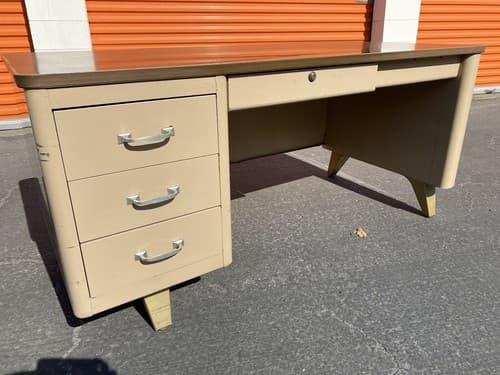 Cole Steel Vintage Industrial, Metal Tanker Desk Mid-Century Modern Work Bench - Thumbnail 8