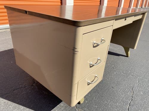 Cole Steel Vintage Industrial, Metal Tanker Desk Mid-Century Modern Work Bench - Thumbnail 11