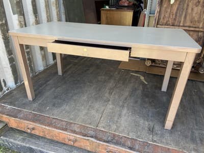 McDowell And Craig Vintage Heavy Duty Mid Century Modern Steel Tanker Desk - Image 1