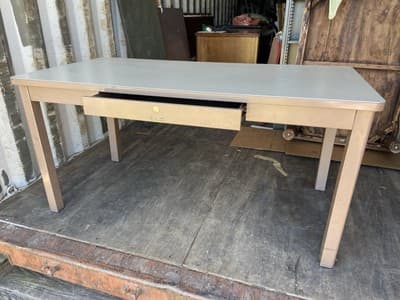 McDowell And Craig Vintage Heavy Duty Mid Century Modern Steel Tanker Desk - Thumbnail 2