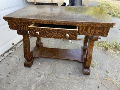 Antique Craftsmen Arts & Crafts Mission Style Quarter-Sawn Tiger Oak Veneered - Thumbnail 2