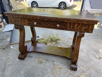 Antique Craftsmen Arts & Crafts Mission Style Quarter-Sawn Tiger Oak Veneered - Thumbnail 4