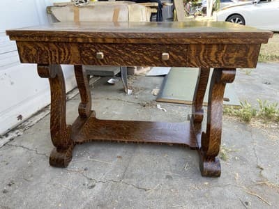 Antique Craftsmen Arts & Crafts Mission Style Quarter-Sawn Tiger Oak Veneered - Thumbnail 12