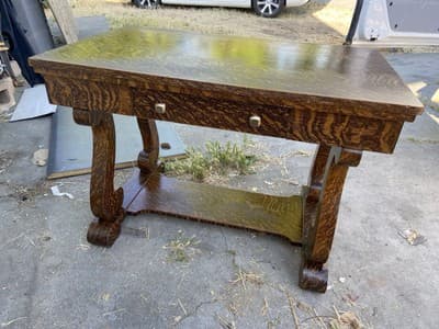 Antique Craftsmen Arts & Crafts Mission Style Quarter-Sawn Tiger Oak Veneered - Thumbnail 20