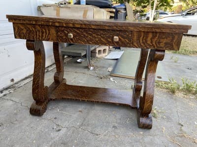 Antique Craftsmen Arts & Crafts Mission Style Quarter-Sawn Tiger Oak Veneered - Thumbnail 13