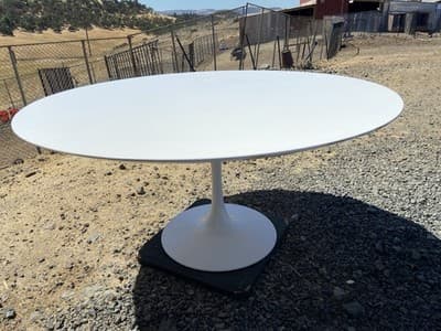 Eero Saarinen Knoll Tulip Style Round Table 60” Laminate Top – Unmarked Damaged - Image 1