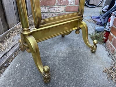 Vintage Mid Century Modern Hollywood Regency Giltwood Cheval Gold Mirror - Thumbnail 13