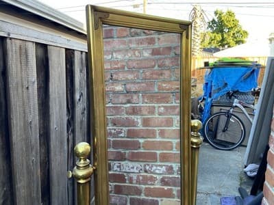 Vintage Mid Century Modern Hollywood Regency Giltwood Cheval Gold Mirror - Thumbnail 12