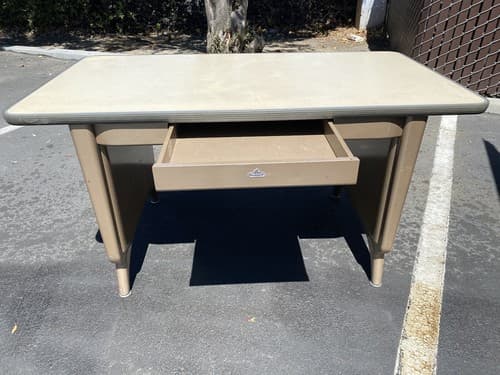 1960s AllSteel Panel Leg Tanker Table Desk Metal Work Bench - Thumbnail 2