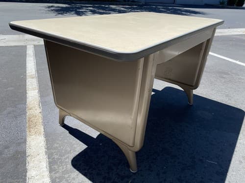 1960s AllSteel Panel Leg Tanker Table Desk Metal Work Bench - Thumbnail 8