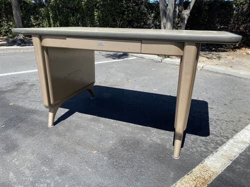 1960s AllSteel Panel Leg Tanker Table Desk Metal Work Bench - Image 1