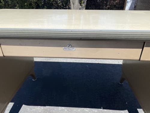 1960s AllSteel Panel Leg Tanker Table Desk Metal Work Bench - Thumbnail 7