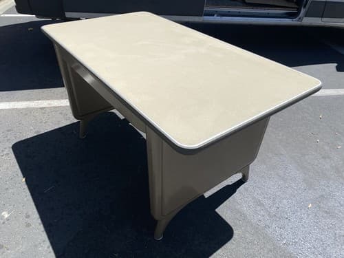 1960s AllSteel Panel Leg Tanker Table Desk Metal Work Bench - Thumbnail 6