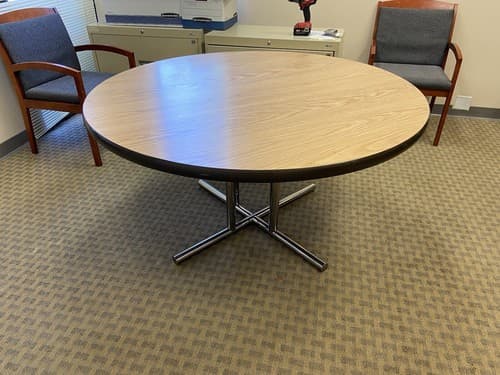 Vintage Mid Century Modern Herman Miller Eames Style Table , Laminate Top Metal - Thumbnail 3