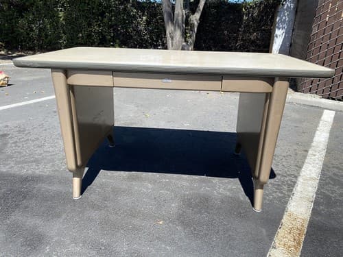 1960s AllSteel Panel Leg Tanker Table Desk Metal Work Bench - Thumbnail 10