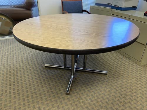 Vintage Mid Century Modern Herman Miller Eames Style Table , Laminate Top Metal - Image 1