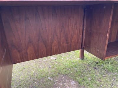 Vintage Mid Century Modern Walnut Corner Desk Top Needs Refinishing - Thumbnail 9