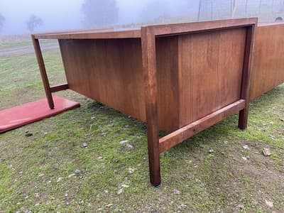 Vintage Mid Century Modern Walnut Corner Desk Top Needs Refinishing - Thumbnail 15