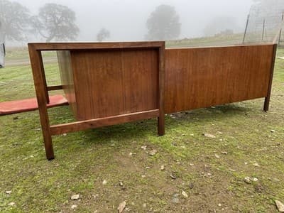 Vintage Mid Century Modern Walnut Corner Desk Top Needs Refinishing - Thumbnail 16