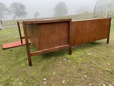 Vintage Mid Century Modern Walnut Corner Desk Top Needs Refinishing - Thumbnail 14