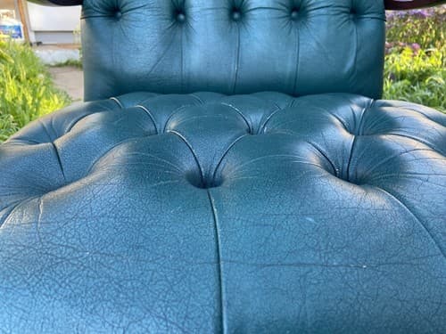 Claw And Ball Feet Queen Anne Style Mahogany  Faux Leather Wingback Chair - Thumbnail 5