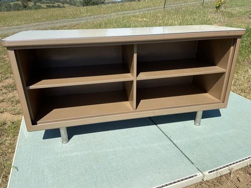 Vintage Industrial,Metal Tanker Credenza Mid-Century Modern Book Shelf Sideboard - Image 1