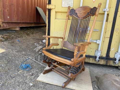 Rare Find late 1800’s Pressed Oak Antique Original Finish Rocking Chair - Thumbnail 2