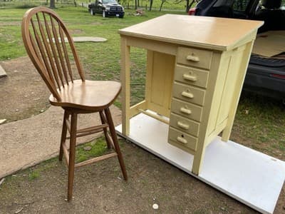 Antique Drafting Table , Watch Makers Desk &Chair Multipurpose Printers Cabinet - Image 1