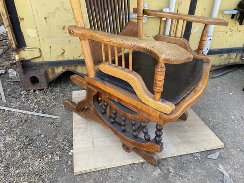 Rare Find late 1800’s Pressed Oak Antique Original Finish Rocking Chair - Thumbnail 13