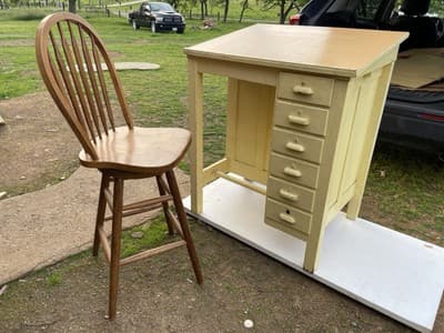 Antique Drafting Table , Watch Makers Desk &Chair Multipurpose Printers Cabinet - Thumbnail 2