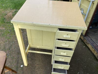 Antique Drafting Table , Watch Makers Desk &Chair Multipurpose Printers Cabinet - Thumbnail 18