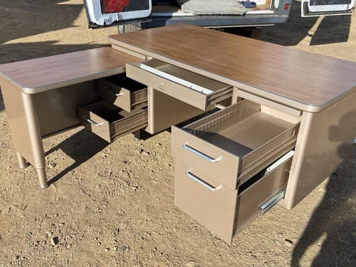 Vintage Steelcase Mid Century Modern L Shape Tanker Desk - Thumbnail 4