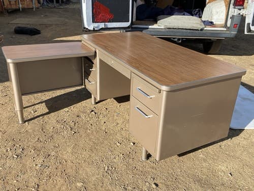 Vintage Steelcase Mid Century Modern L Shape Tanker Desk - Thumbnail 14