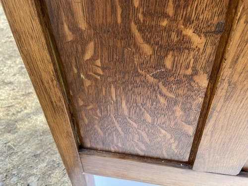 Antique solid oak 3 drawer typewriter Could Use Some Work On The Top - Thumbnail 10