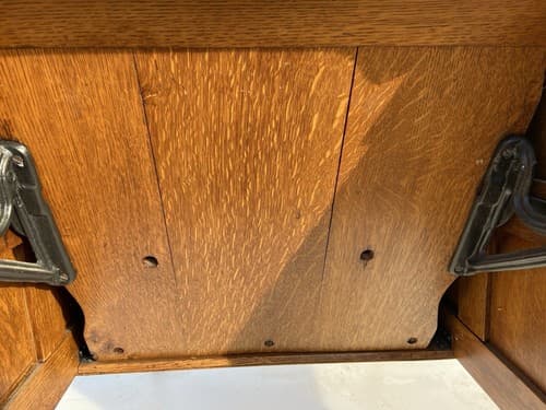 Antique solid oak 3 drawer typewriter Could Use Some Work On The Top - Thumbnail 13