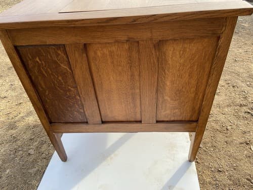 Antique solid oak 3 drawer typewriter Could Use Some Work On The Top - Thumbnail 15