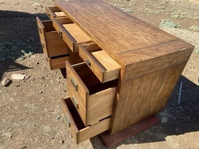 Vintage Mid Century Modern Drexel Campaign Desk Some Surface Damage - Thumbnail 16